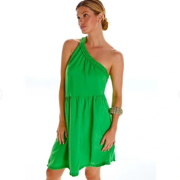 green emerald velvet dress Zip-Front Ruffle-Hem Midi Dress by Anthropologie in Blue, Size: Large main image 0